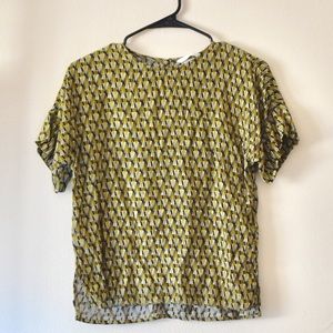 H&M Blouse Green/Black Print